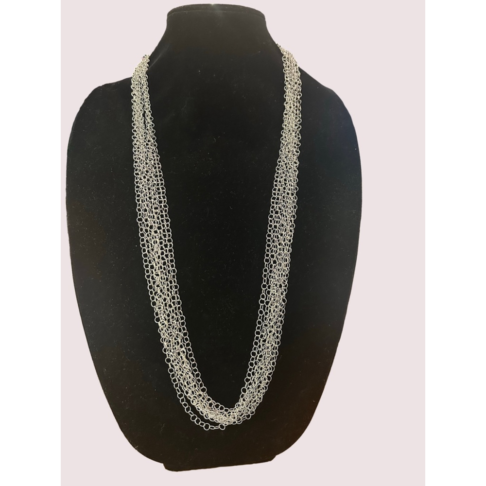 Women's Marlyn Schiff Silver Tone Multi-Strand Necklace 34”